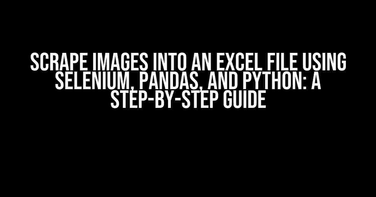 Scrape Images into an Excel File using Selenium, Pandas, and Python: A Step-by-Step Guide